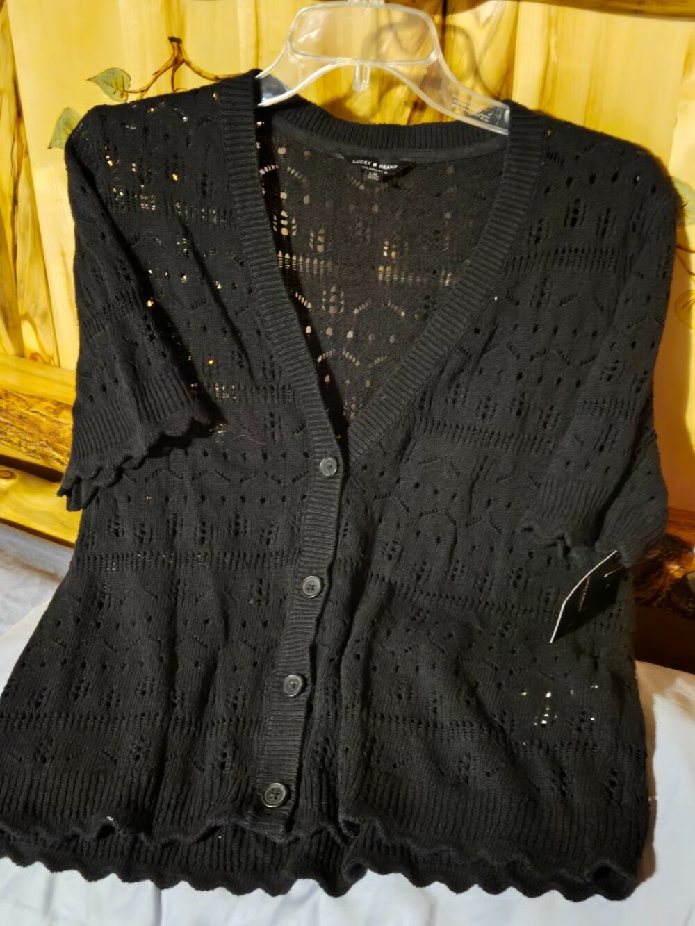 Lucky Brand Short Sleeve Cardigan. L. NWT